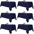 Navy Rectangle Tablecloths for 6 ft Tables 6 Pack - Stain Resistant
