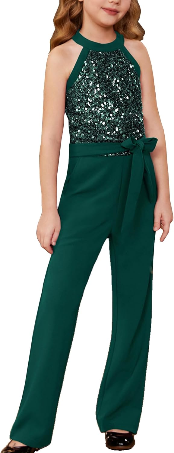 Trendy Girls Jumpsuit with Sequin Design for Special Events