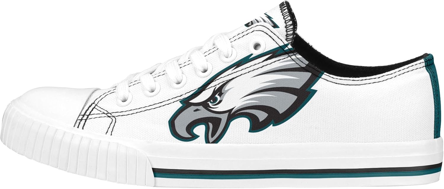 FOCO Women's NFL Team Big Logo Low Top White Canvas Sneakers