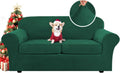 Real Velvet Plush 3 Piece Stretch Sofa Cover for 72-90 in - Soft
