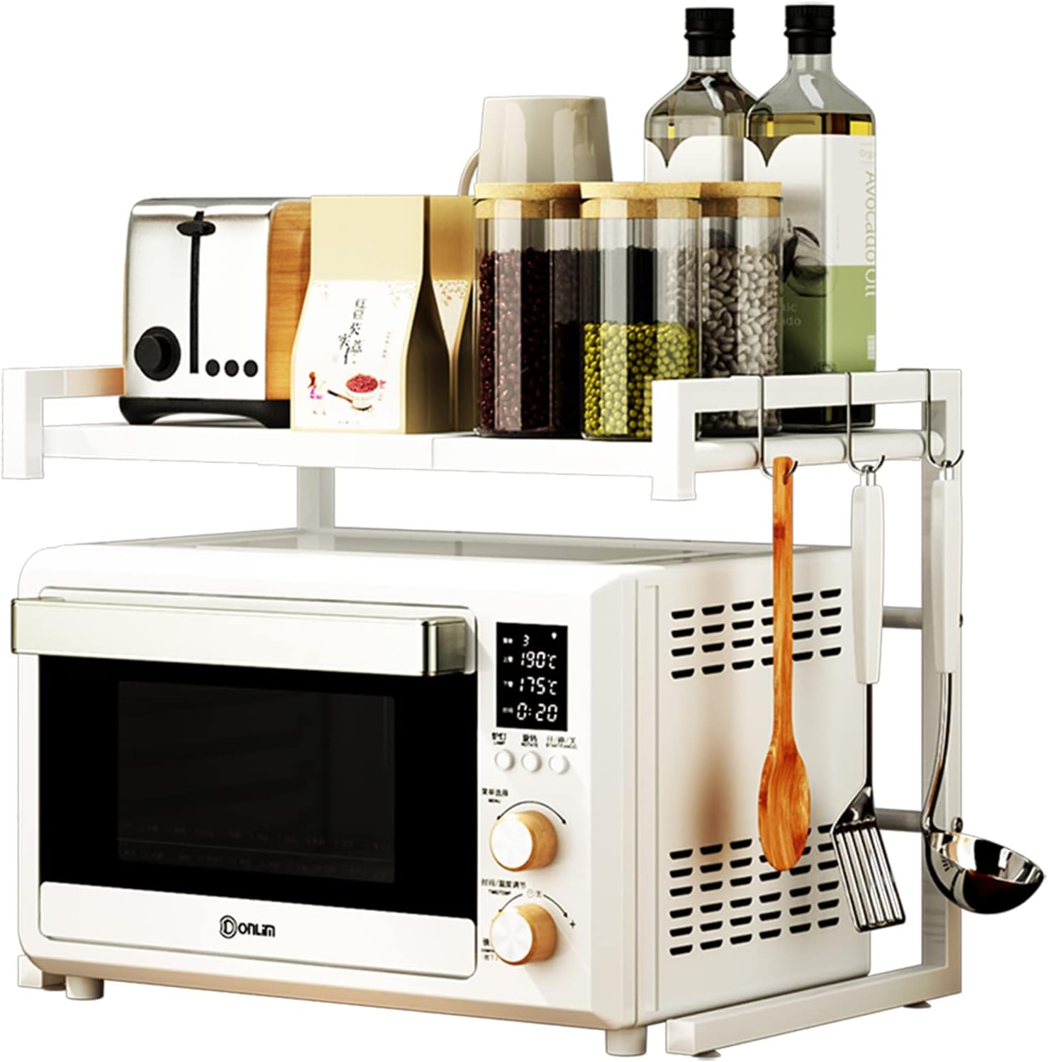 PUSDON 2-Tier Microwave Oven Rack, 55lbs Capacity