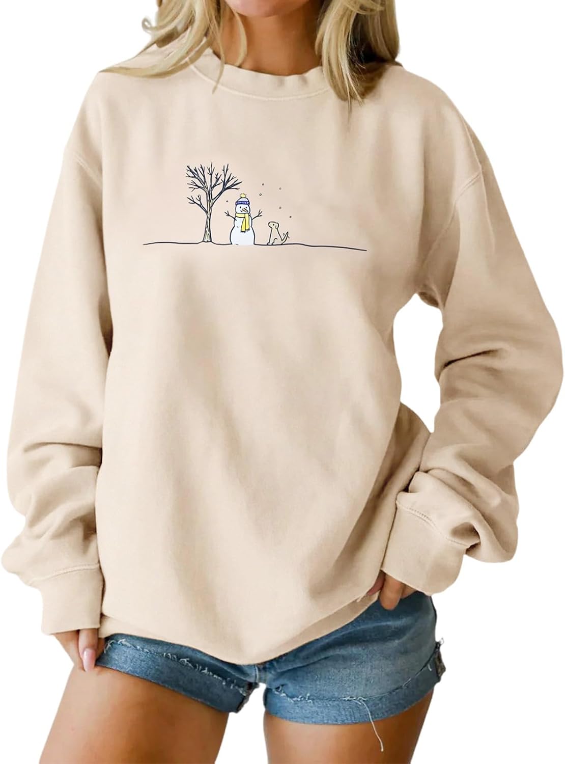 SOMOQI Snowman Graphic Sweatshirt - Festive Holiday Chic!