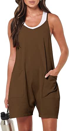 Stylish Women's Summer Casual Sleeveless Rompers with Pockets