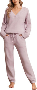 Snuggle Sac Pajamas for Women Set V Neck Ultra Soft Lounge