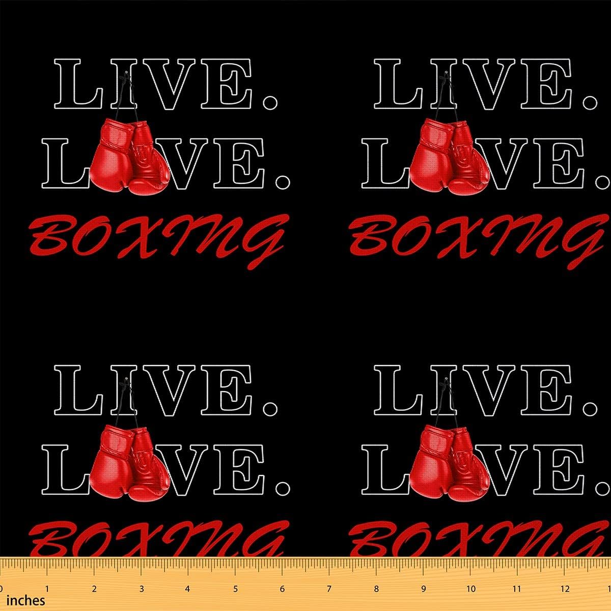Boxing Lover Upholstery Fabric | Sports Theme DIY Fabric | 1 Yard Red Black