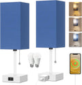 Table Lamp for Bedroom set of 2 - 3-Color Bedside Lamps with AC