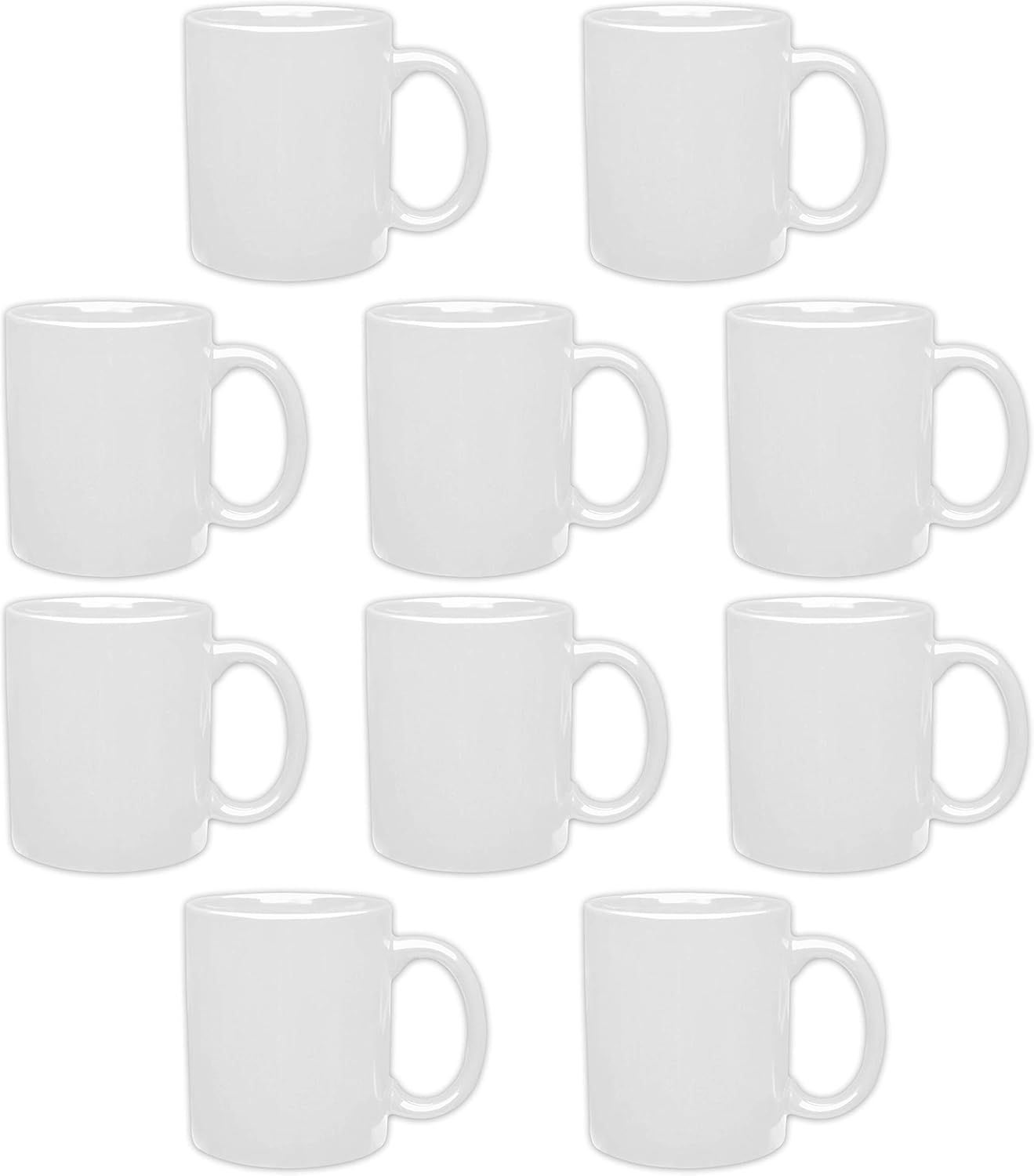Ceramic Coffee Mugs Set of 10 - Perfect for Home or Office Use