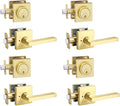 Front Door Handle with Deadbolt Lock Set - Keyed Alike Satin Brass