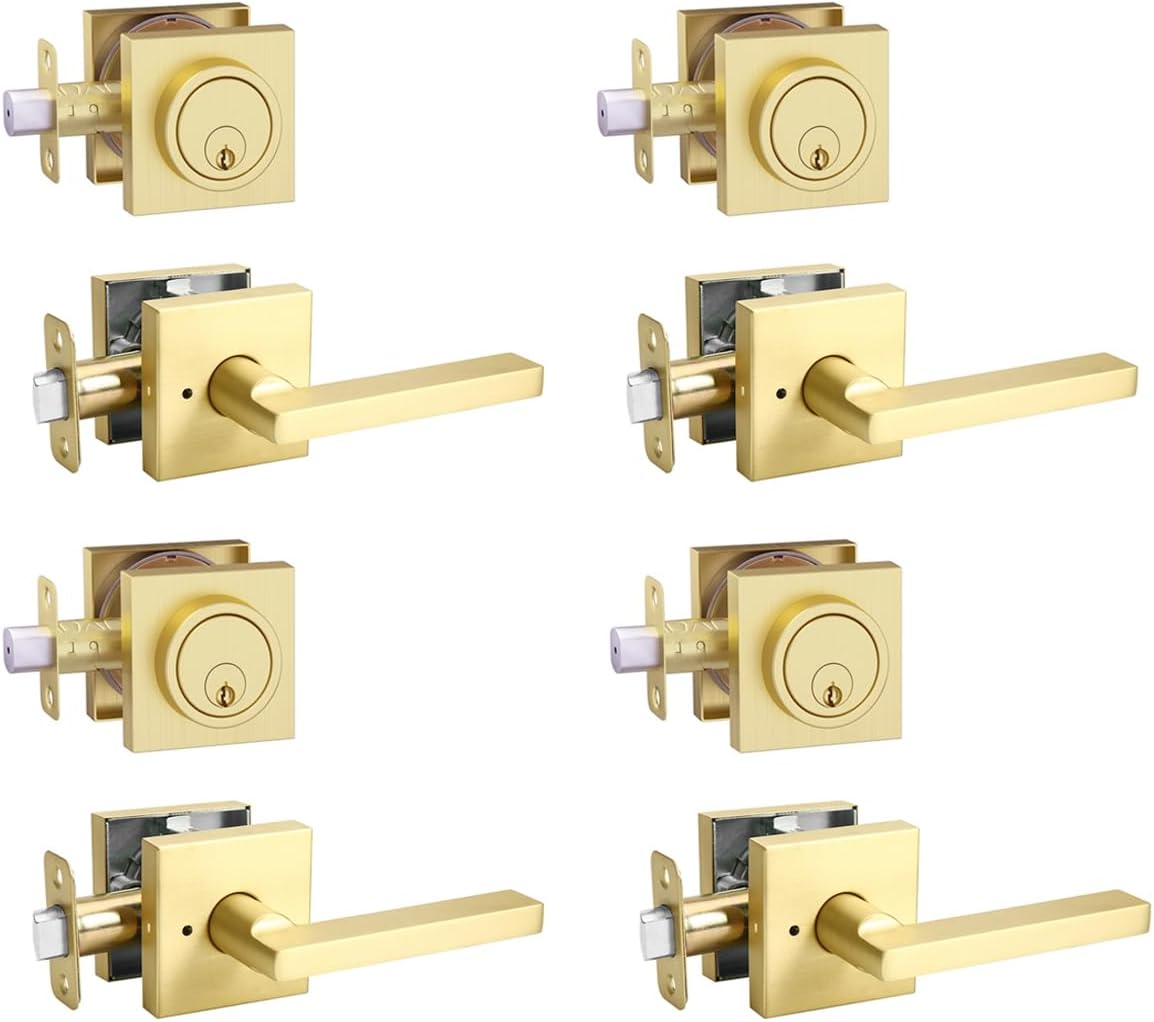Front Door Handle with Deadbolt Lock Set for Security and Style