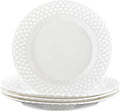 Large White Dinner Plates 12 in Set of 4 - Elegant Basketweave Rim