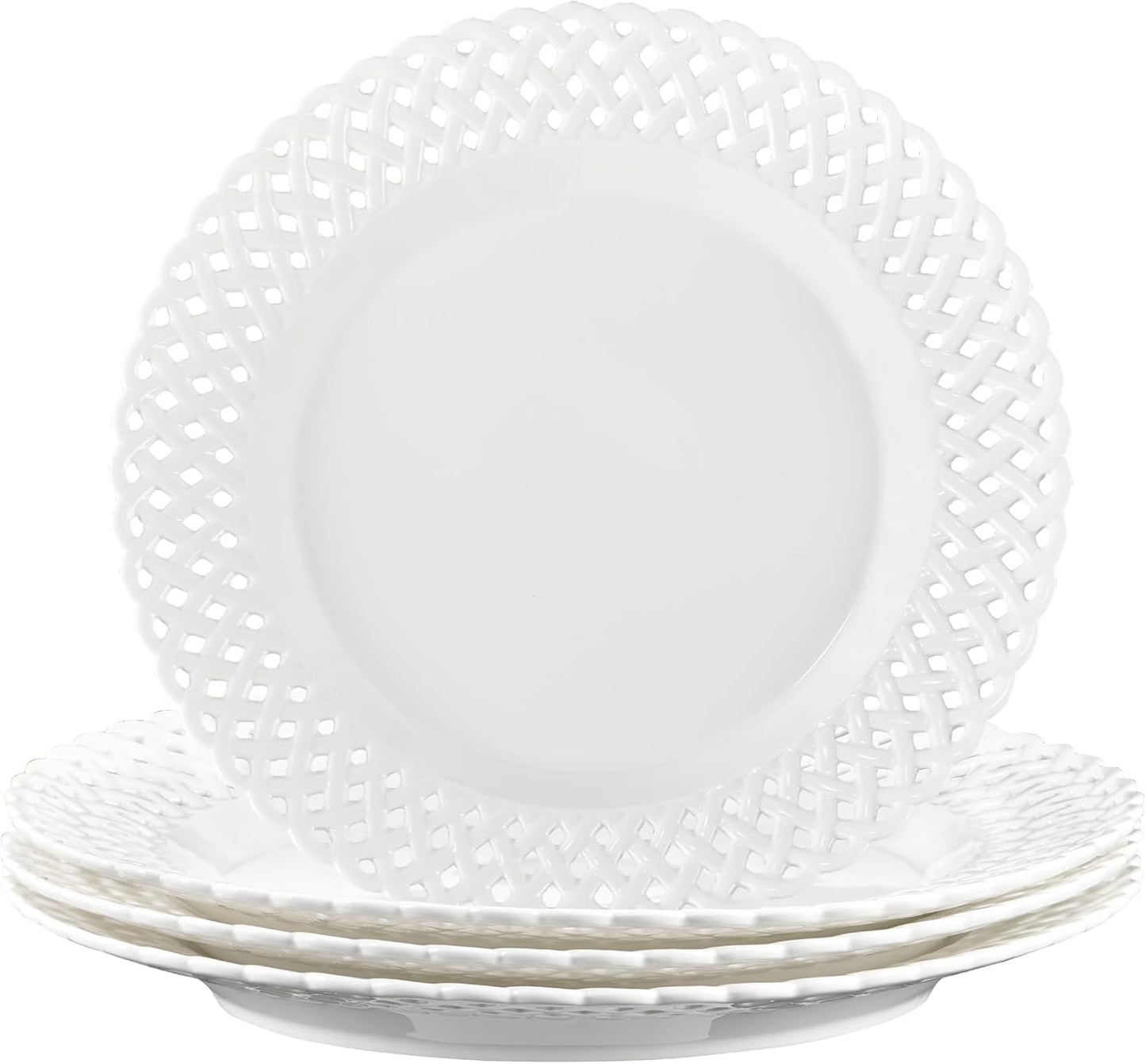 Large White Dinner Plates Set of 4 - Elegant Ceramic Design