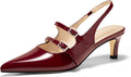 Coutgo Womens Slingback Kitten Heels Mary Jane Pumps (Style 1CH5)