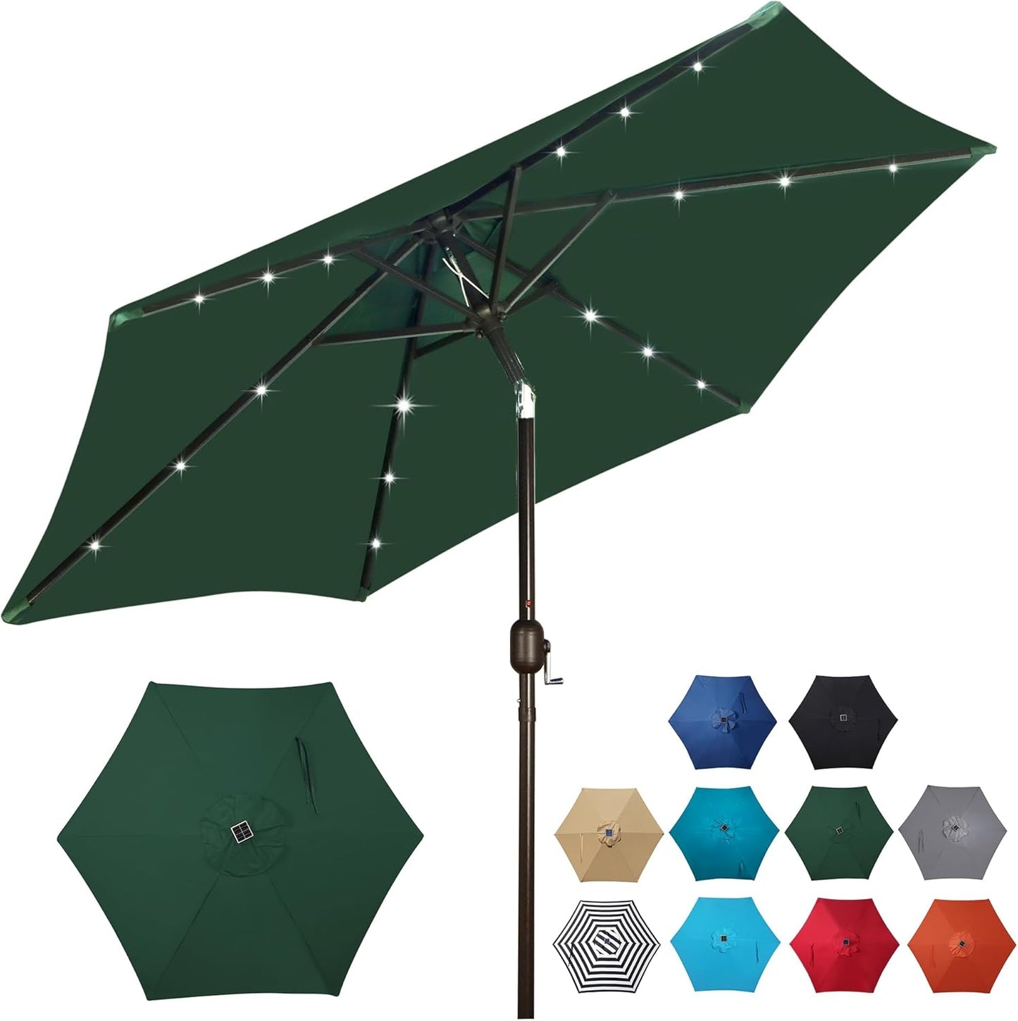 Blissun 7.5 ft Solar Umbrella with LED Lights for Patio Fun