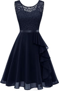 Formal Cocktail Dress Short Ruffle Hem Lace Bridesmaid Dress
