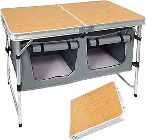 Folding Camping Table with Storage for Outdoor and Indoor Use