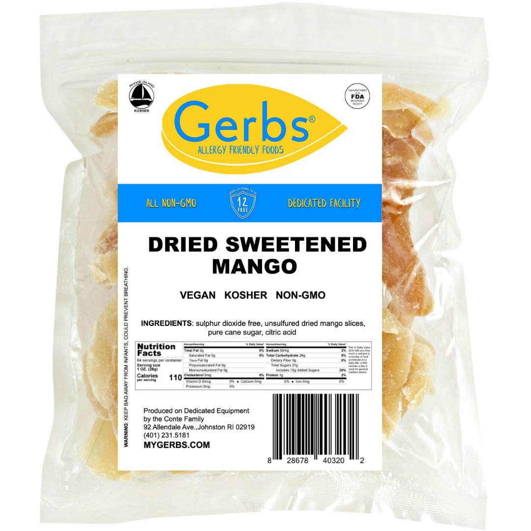 Gerbs Sweetened Dried Mango Slices - Allergen-Free Delight