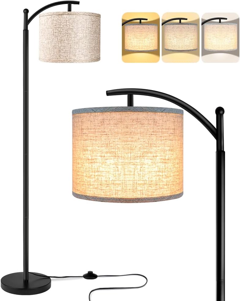 ROTTOGOON LED Floor Lamp - 3 Color Temperatures, Beige Lampshade, Tall & Stylish