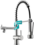 Brushed Nickel Commercial Kitchen Faucet with Pull Down Sprayer - High