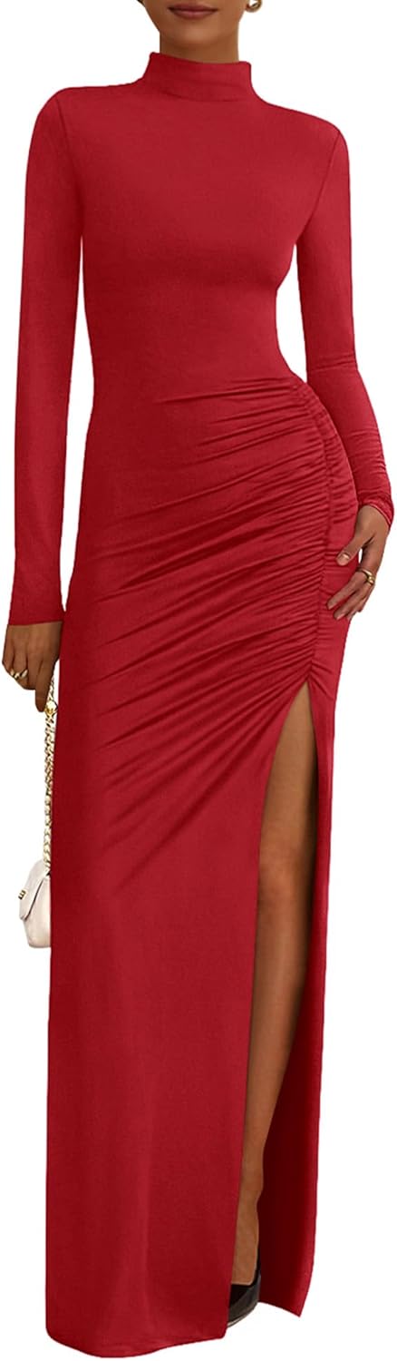 BTFBM Formal Dresses for Women - Long Sleeve Bodycon Maxi Dress