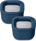 1.75 Cup Glass Food Storage Set - Compact Stackable Navy