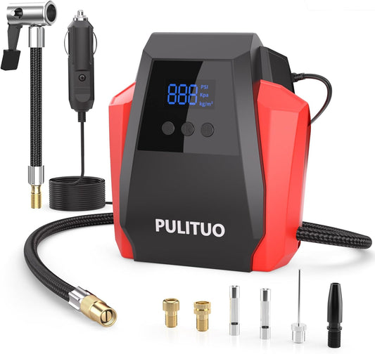 Portable Tire Inflator with Digital Gauge & LED Light