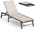 Aluminum Chaise Lounge Chair Outdoor - Foldable Poolside Recliner