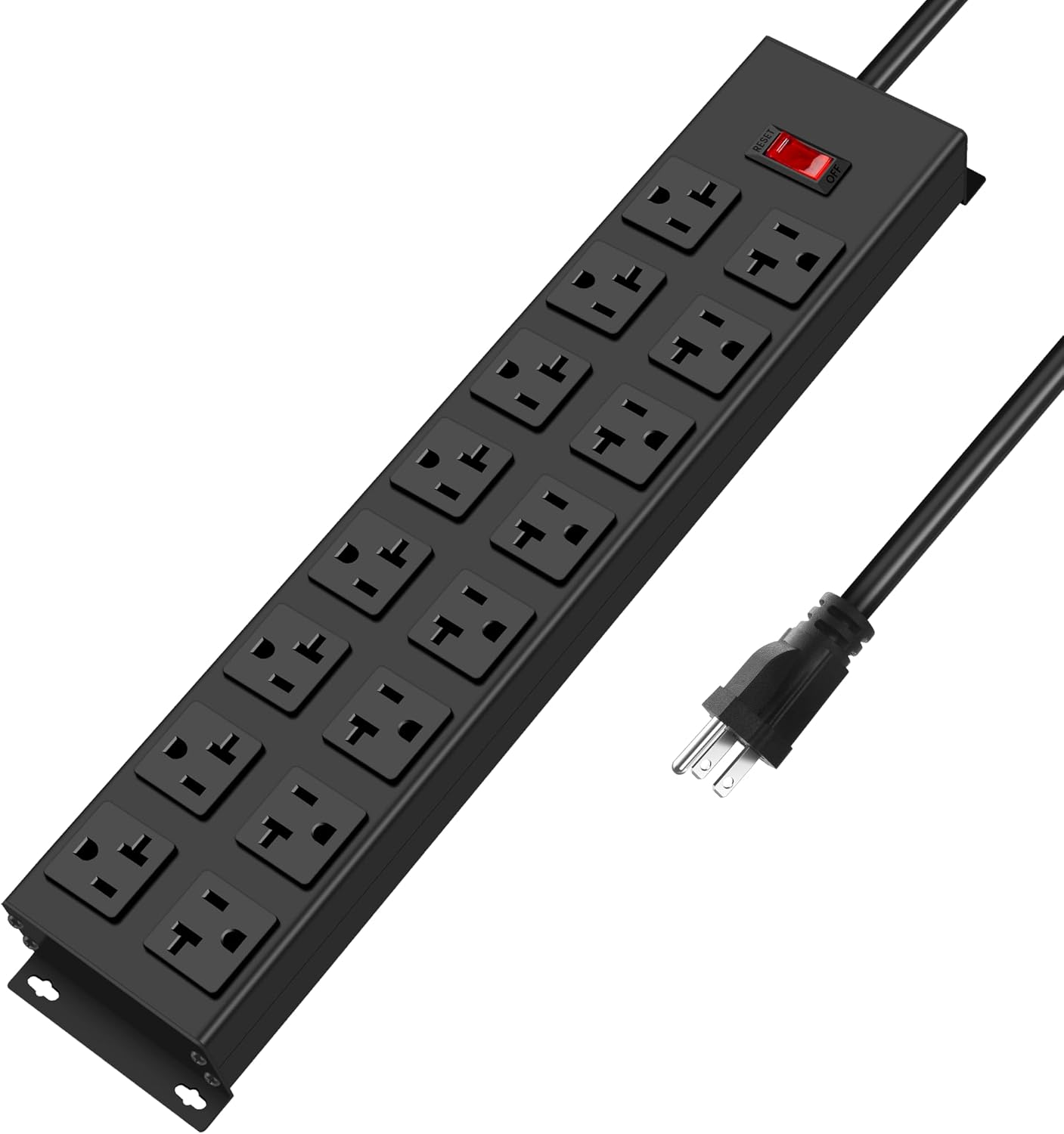 Heavy Duty 20 Amp Power Strip with 16 Outlets and Surge Protection