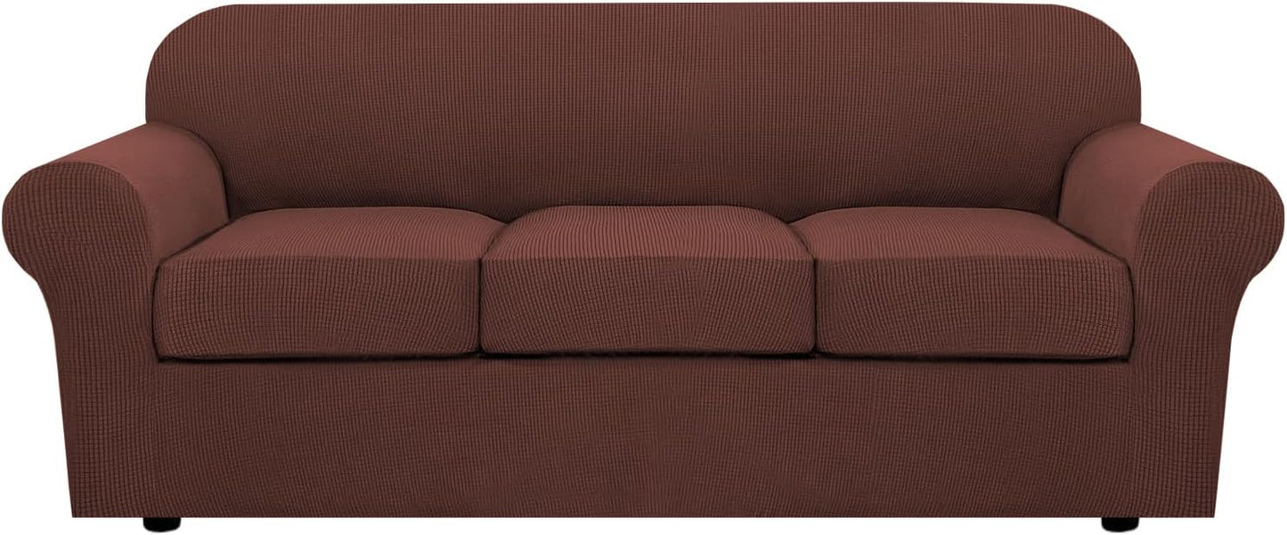 H.VERSAILTEX 4 Piece Stretch Sofa Covers for 3 Cushion Couch