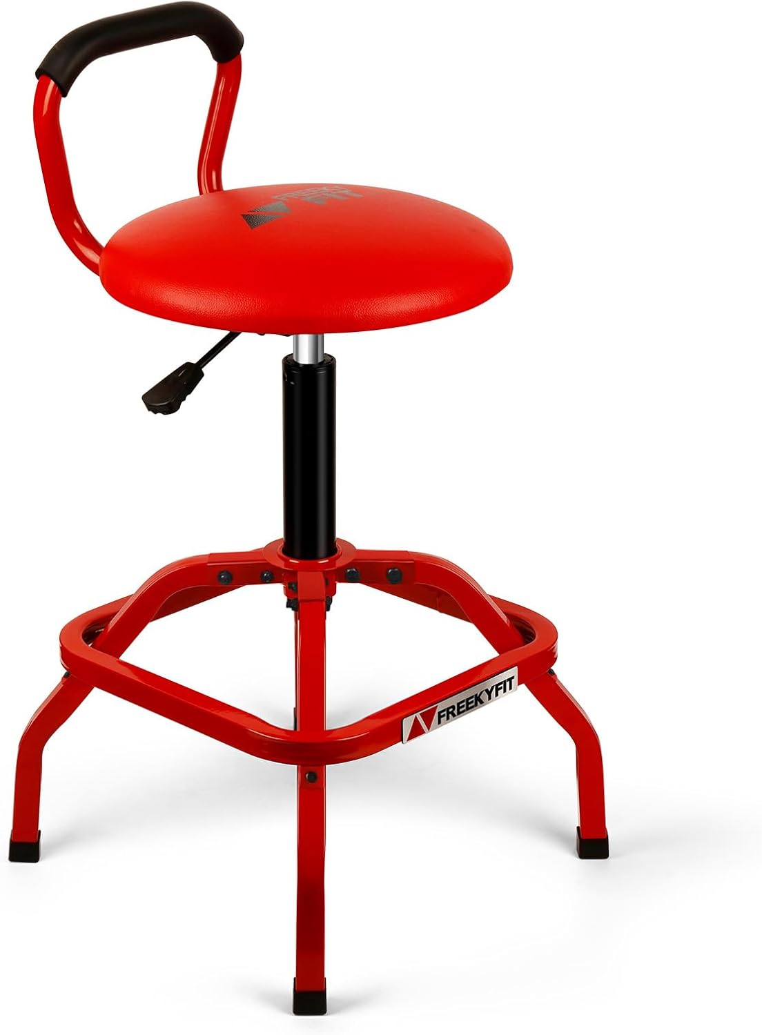 Adjustable Height Swivel Garage Stool with Backrest and 360 Rotation