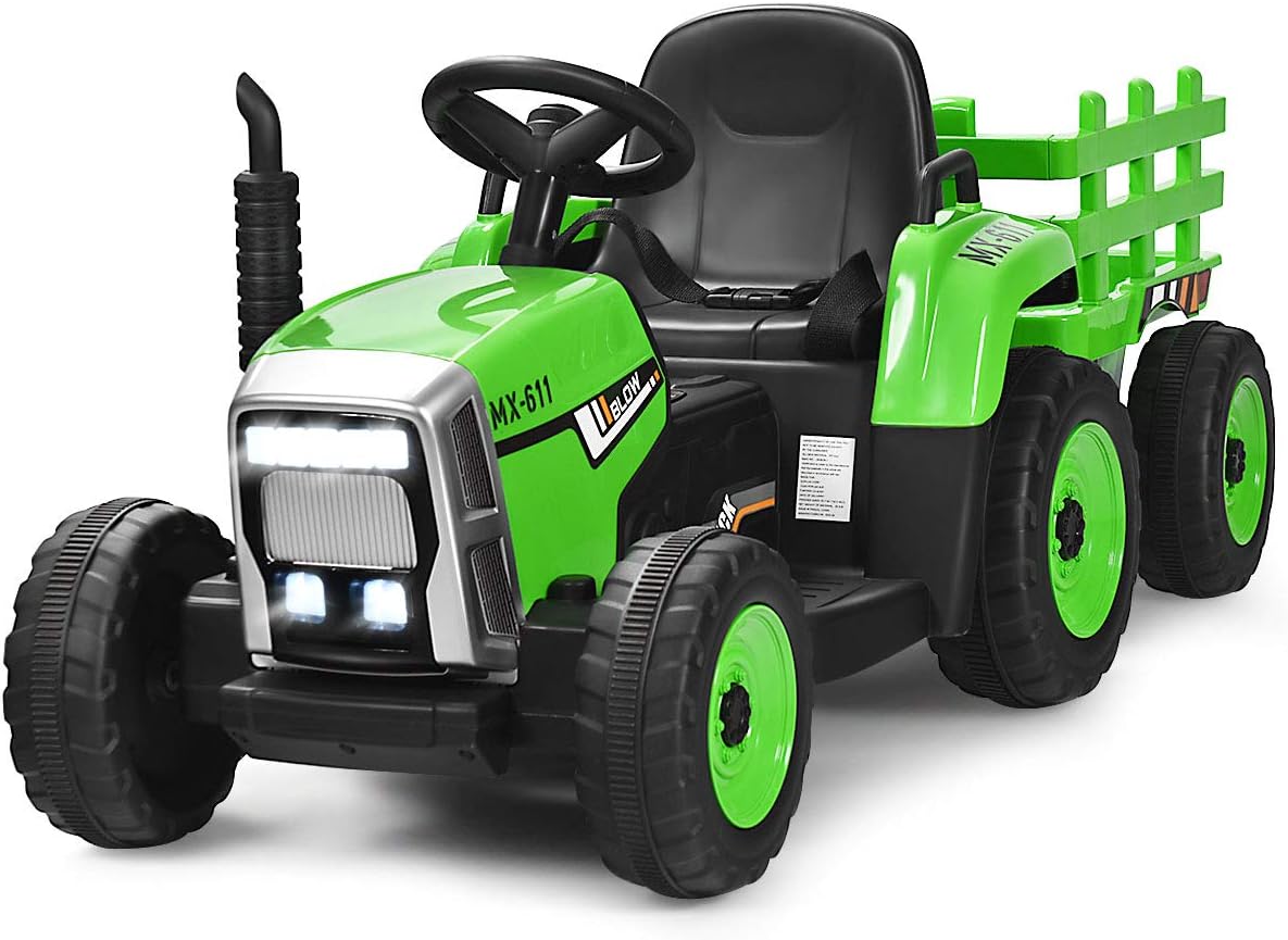 Costzon Ride on Tractor with Detachable Trailer for Kids 3