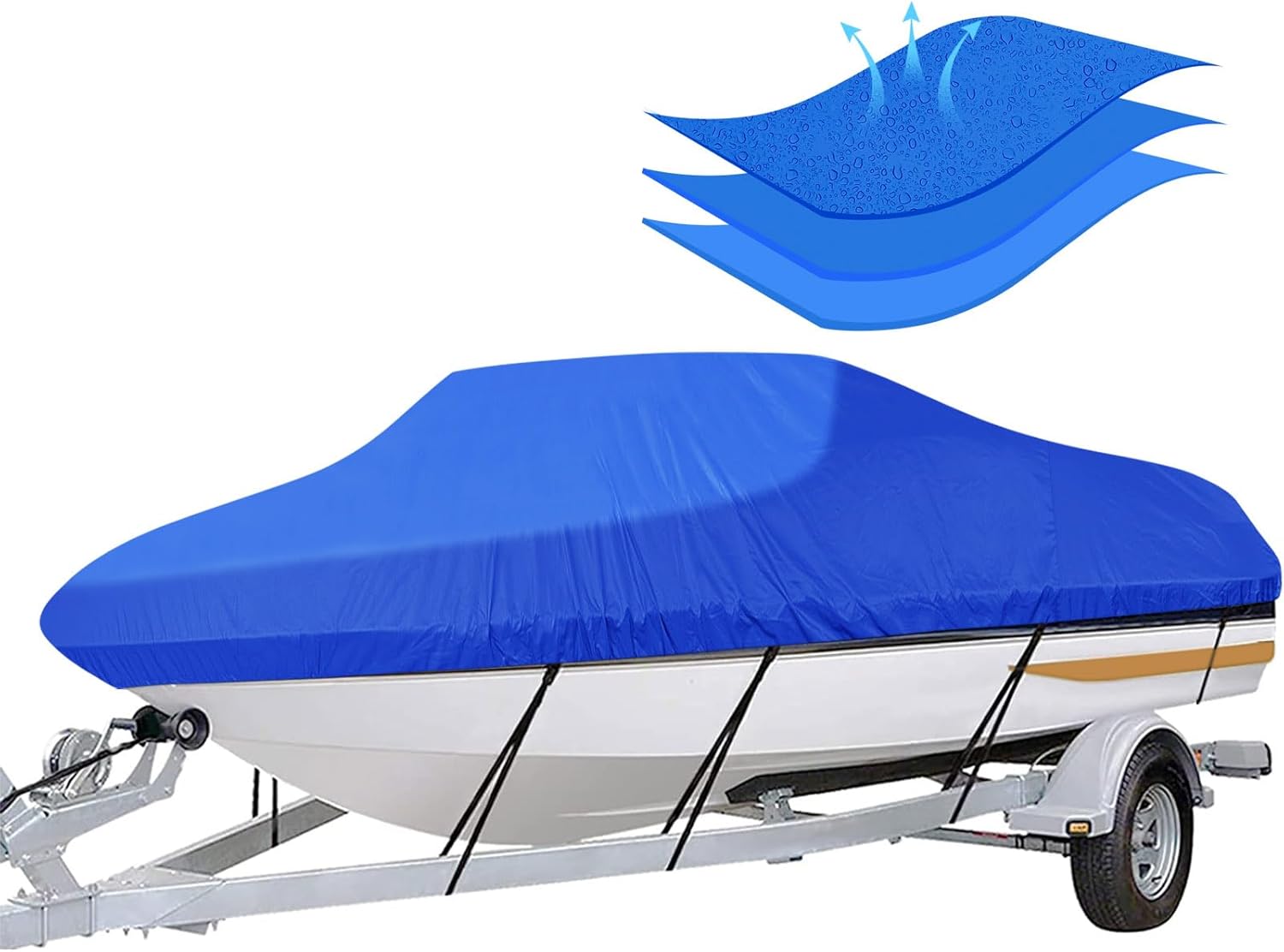 iCOVER Trailerable Boat Cover for 16ft-18.5ft V-Hull Boats