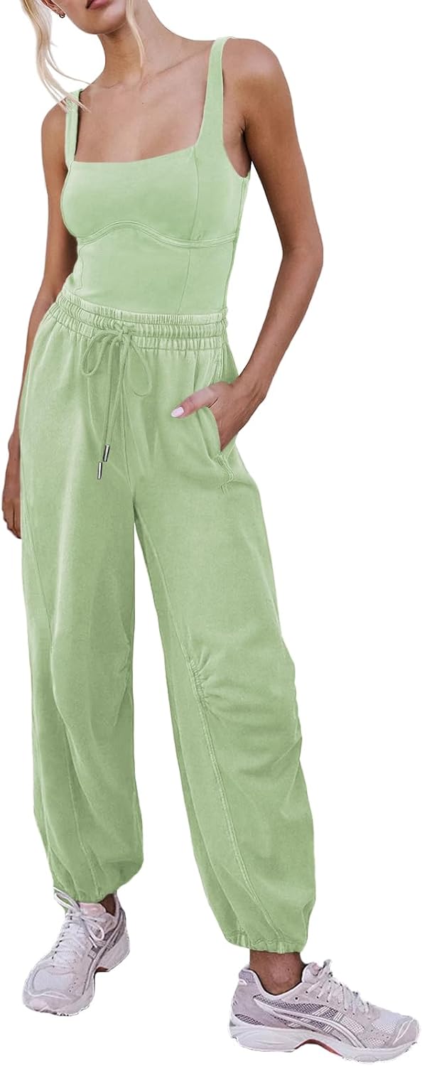 Women's Sleeveless Summer Jumpsuit with Drawstring Waist