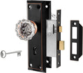 Upgraded Mortise Lock Set with Crystal Glass Door Knobs - Vintage