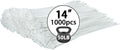 White Zip Ties 14 in 1000 Pack - Heavy Duty UV Resistant Cable Ties