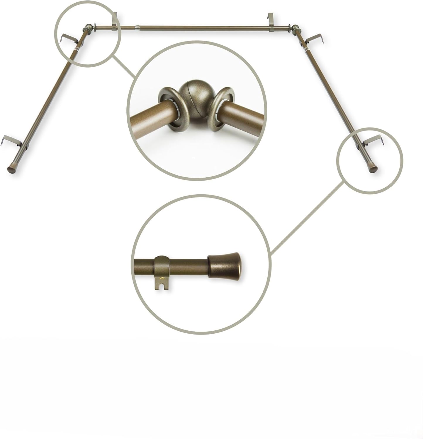 Adjustable Gold Bay Window Rod for Modern Homes