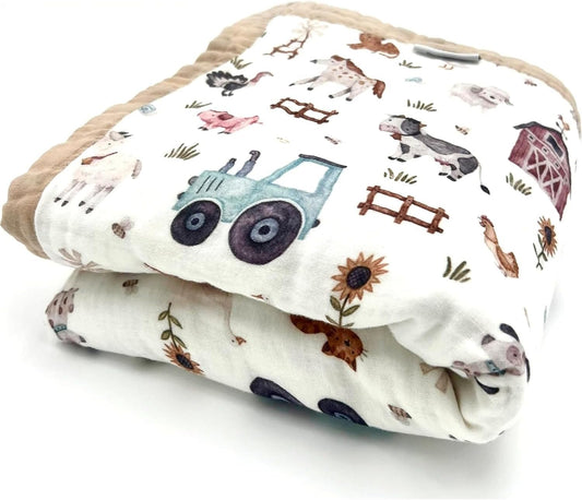 Organic Cotton Muslin Baby Blanket for Boys and Girls - Soft Quilt