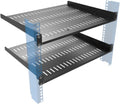 1U Vented Server Rack Shelf 14-17in Adjustable Cantilever Tray
