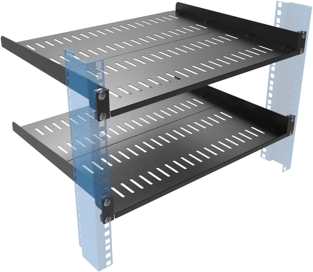 JINGCHENGMEI 1U Vented Server Rack Shelf for 19 Inch Equipment
