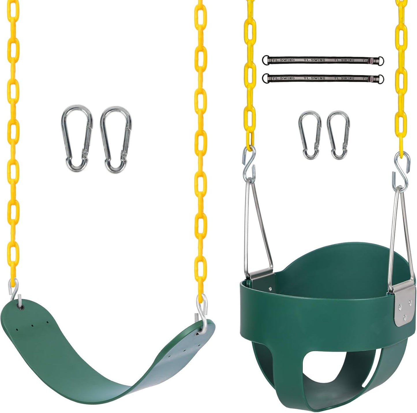High Back Full Bucket Swing Set with Heavy Duty Seat Combo