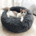 Round Donut Dog Bed for Medium Dogs - Calming Fluffy Plush