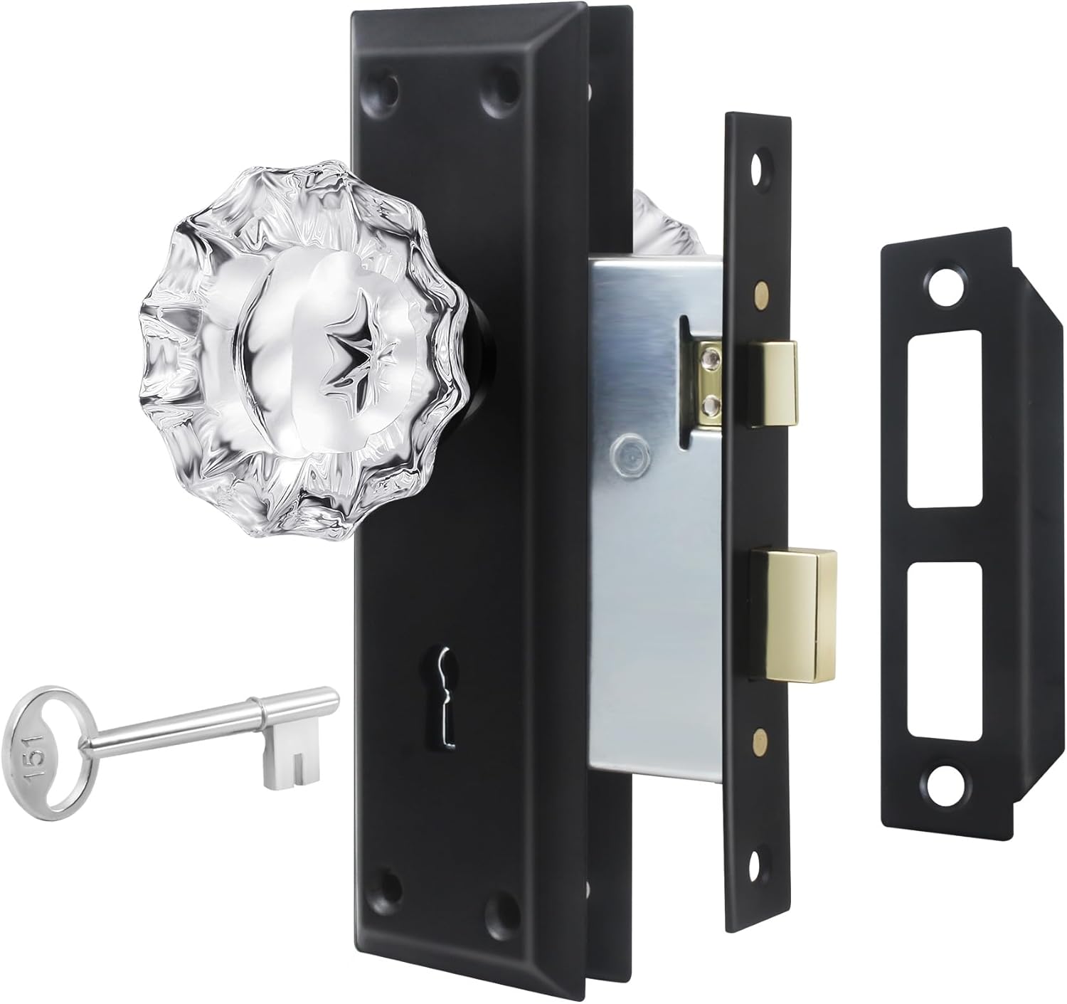 Upgraded Mortise Lock Set with Vintage Style Crystal Knobs