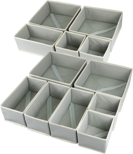 12 Pack Drawer Organizer for Clothing - Foldable Storage Bins
