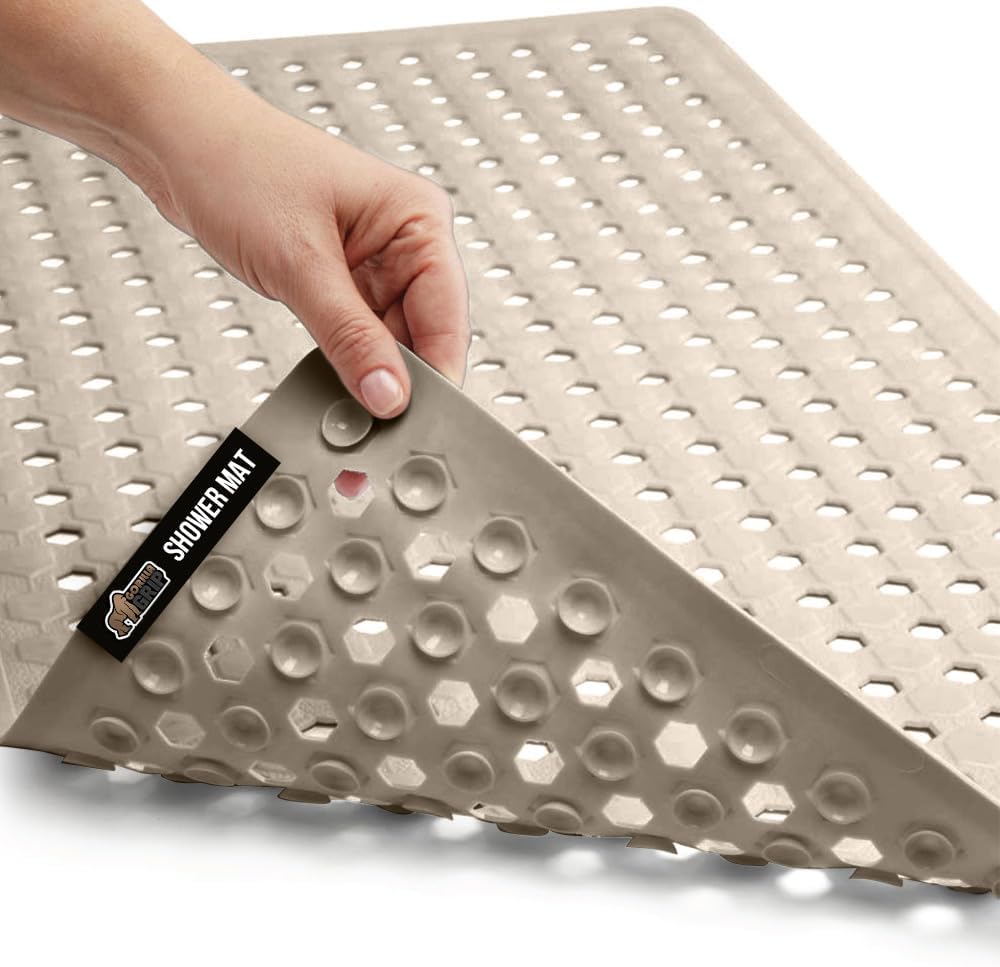 GORILLA GRIP Bath Tub Shower Mat with Suction Cups and Drain Holes
