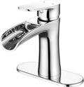 VOTON Chrome Waterfall Bathroom Sink Faucet - Single Handle