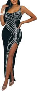 Chic Sleeveless Dress with Rhinestones Perfect for Nightlife Occasions