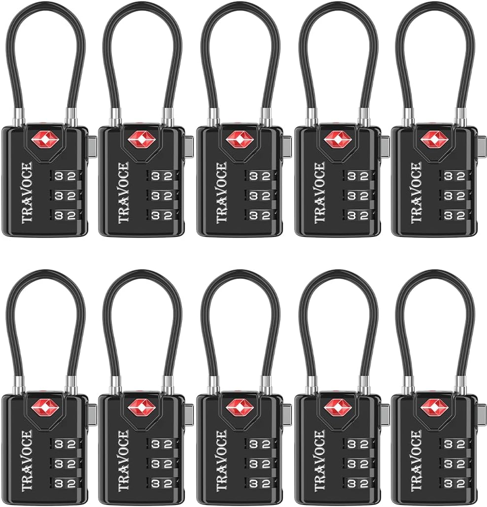 TSA Approved Luggage Locks for Travel, Gym, and More - 10 Pack