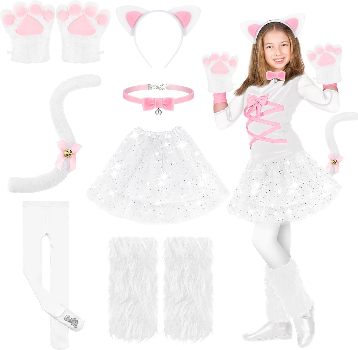 Halloween Cat Costume Accessories Set for Kids - 8 Pcs Fun