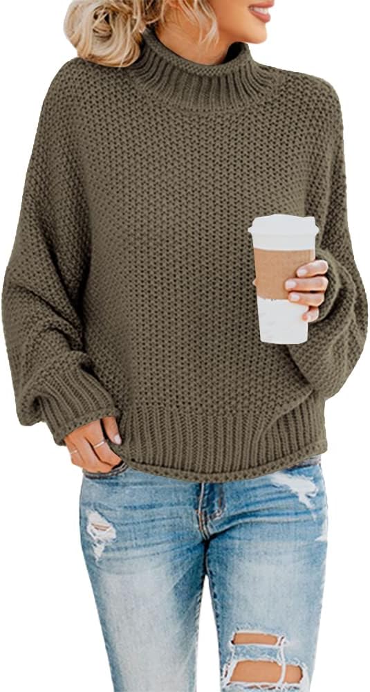Oversized Turtleneck Sweater for Women - Cozy Knit Jumper