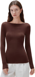 Cloud Cashmere Women Boat Neck Fitted Long Sleeve Shirt - Soft Fit