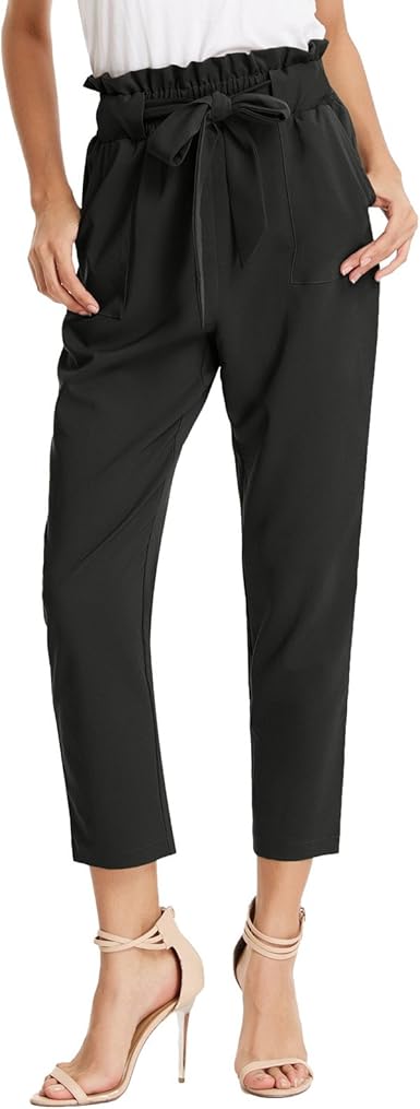 GRACE KARIN Women's Paper Bag Waist Pants for Casual Office Wear